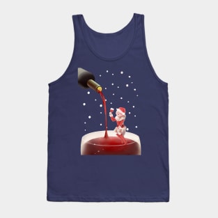 Santa Cat Holding Glass Red Wine Tank Top